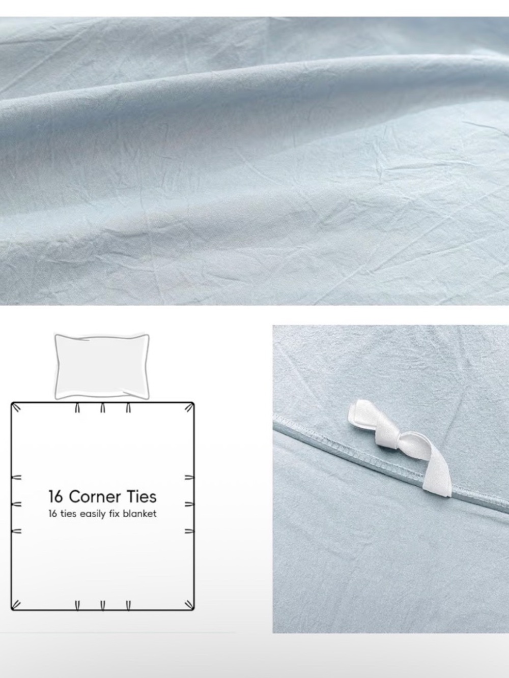 Baby blue cotton weighted blanket/duvet cover set — 45x72 - Picture 3 of 4